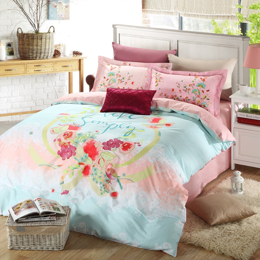 Find images of flower bed. discount floral girls bedding set two