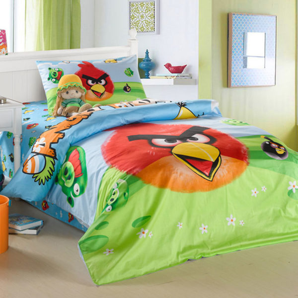 Angry Birds Twin Flannel Sheet Set With Pillow Case 