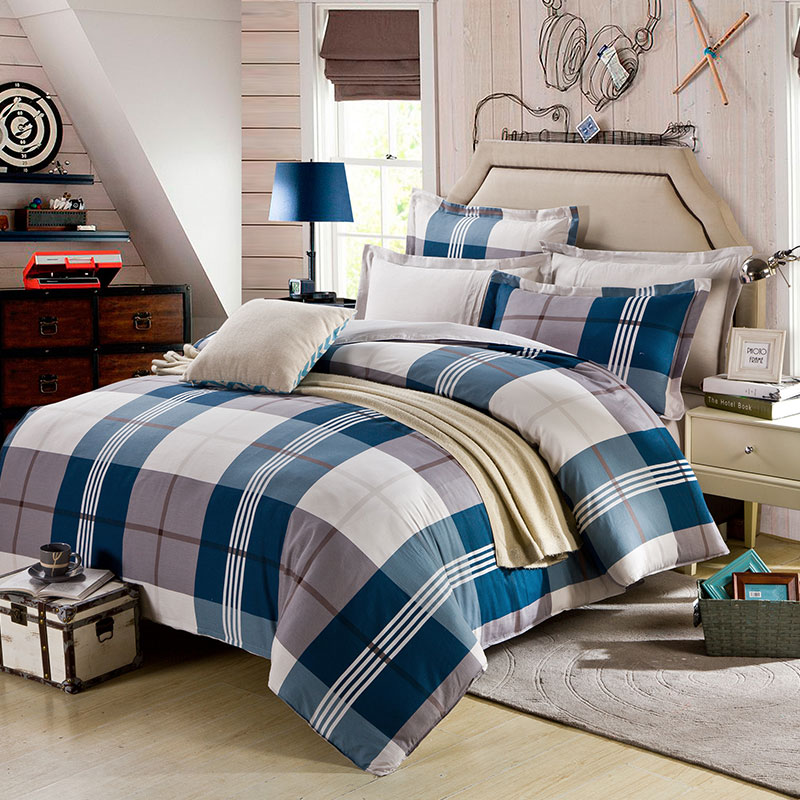 Aesthetic White And steel Grey Checks Cotton Bedding Set Aesthetic White And steel Grey Checks Cotton Bedding Set