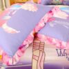 Kids Pink White Swan Princess Girls Comforter Set 6