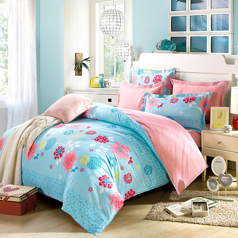 Soothing Light Teal And Pink Cotton Bedding Set EBeddingSets Soothing Light Teal And Pink Cotton Bedding Set EBeddingSets