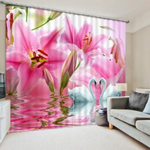 Lovely Pink Flower Curtain Set