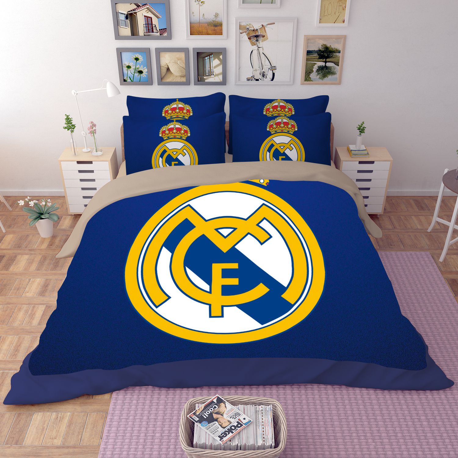 Dream League Soccer Real Madrid Logo Printed Bedding Set