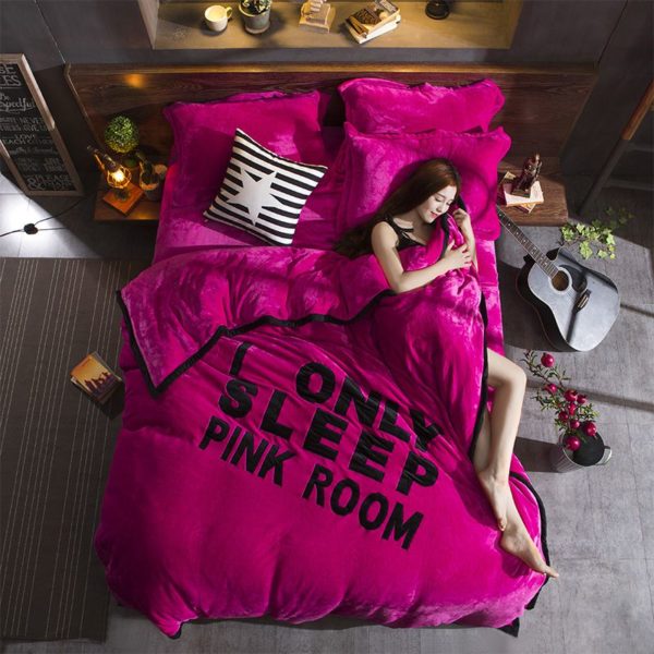 Victorias Secret Flannel Warm Embroidery Bedding LSMD ROSE 1