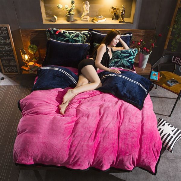 Victorias Secret Flannel Warm Printing Bedding Set MM 5