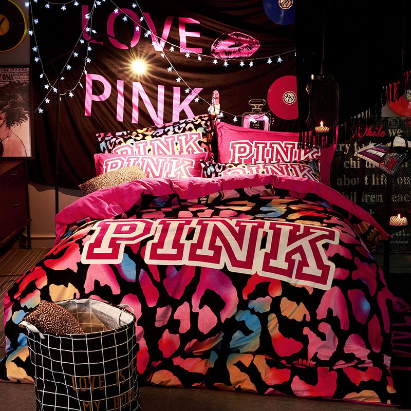 Victoria's Secret Velvet Warm Pink Printing Bedding Set BB