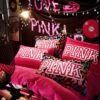 Victorias Secret Velvet Warm Pink Printing Bedding Set BB 3
