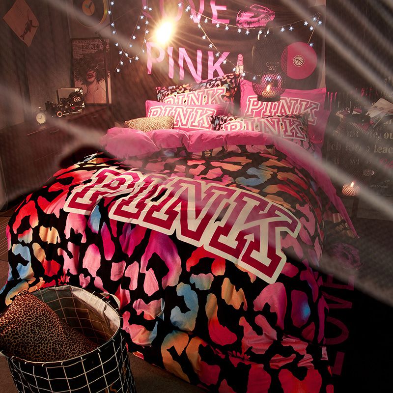 Victoria's Secret Velvet Warm Pink Printing Bedding Set BB