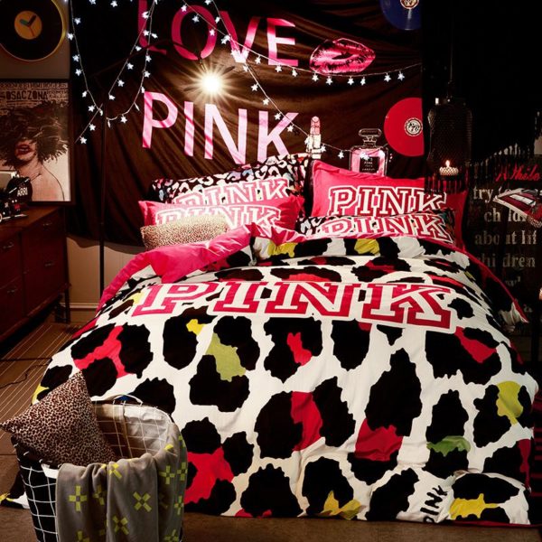 Victorias Secret Velvet Warm Pink Printing Bedding Set CQ 1