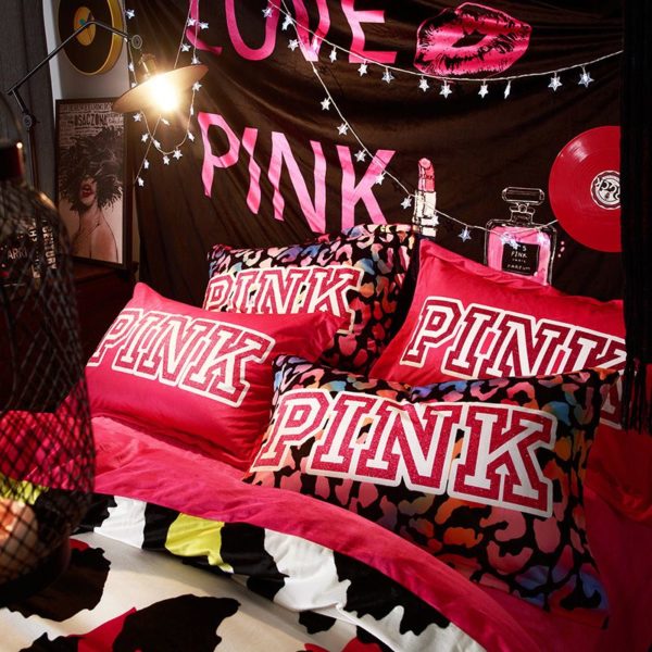 Victorias Secret Velvet Warm Pink Printing Bedding Set CQ 2