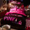 Victorias Secret Velvet Warm Pink Printing Bedding Set FMH 2