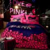 Victorias Secret Velvet Warm Pink Printing Bedding Set JC 1