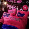 Victorias Secret Velvet Warm Pink Printing Bedding Set JC 2