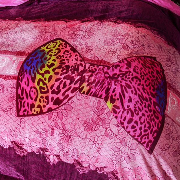 Victorias Secret Velvet Warm Pink Printing Bedding Set TY 7