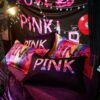 Victorias Secret Velvet Warm Pink Printing Bedding Set XL 3