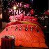 Victorias Secret Velvet Warm Pink Printing Bedding Set YR 7