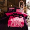 Victorias Secret Velvet Warm Pink Printing Bedding Set ZM 2