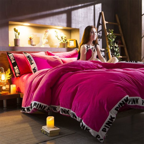Victorias Secret Velvet Warm Tower Style Embroidery Bedding Set ASSH SMH 14