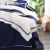 Attractive Royal Blue White Stripe Embroidery Bedding Set 5