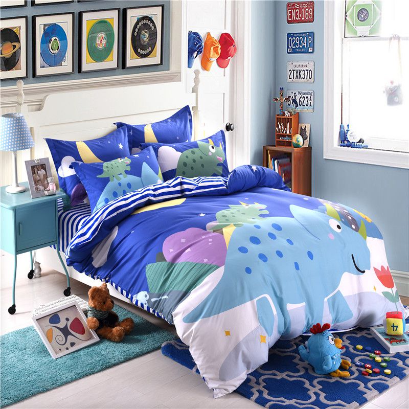 blue dinosaur bedding