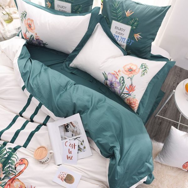 Delightful Flower Themed Embroidery Bedding Set 4