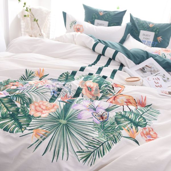 Delightful Flower Themed Embroidery Bedding Set 5