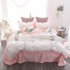 Exquisite Pink White Embroidery Bedding Set 17