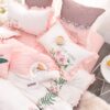 Exquisite Pink White Embroidery Bedding Set 5