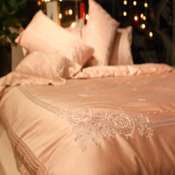 Magical Luxury Peach Egyptian Cotton Embroidery Bedding Set 3