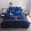 Mesmerizing Royal Blue Egyptian Cotton Embroidery Bedding Set 1