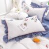 Romantic Love Story White Embroidery Bedding Set 6