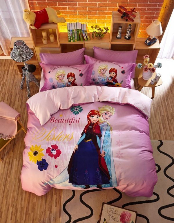 Beautiful Sisters Elsa Anna Pink Bedding Set