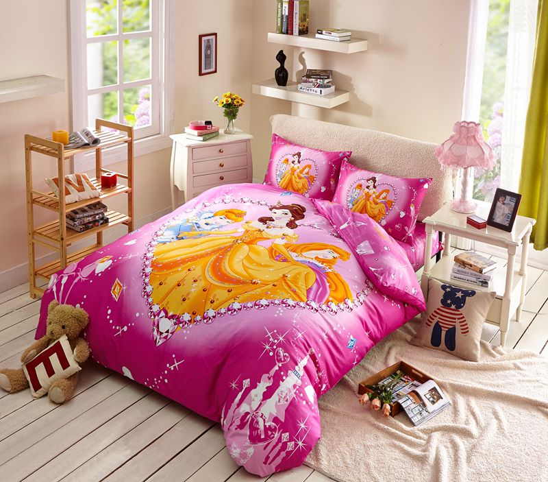 Disney Princess TWIN Sheet Set & Quilt Comforter Bedding Belle Tiana Aurora Cind 
