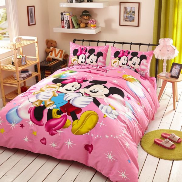 Dazzling Mickey Minnie Birthday Gift Bedding Set (1)