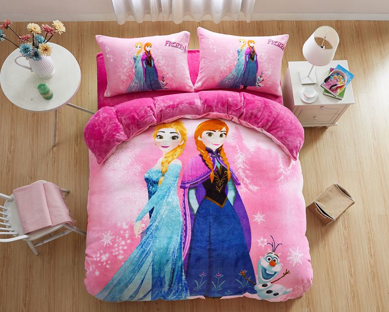 DISNEY FROZEN Princess Anna Elsa Girl Pink Twin/Full Size Comforter Bed Set+OLAF 