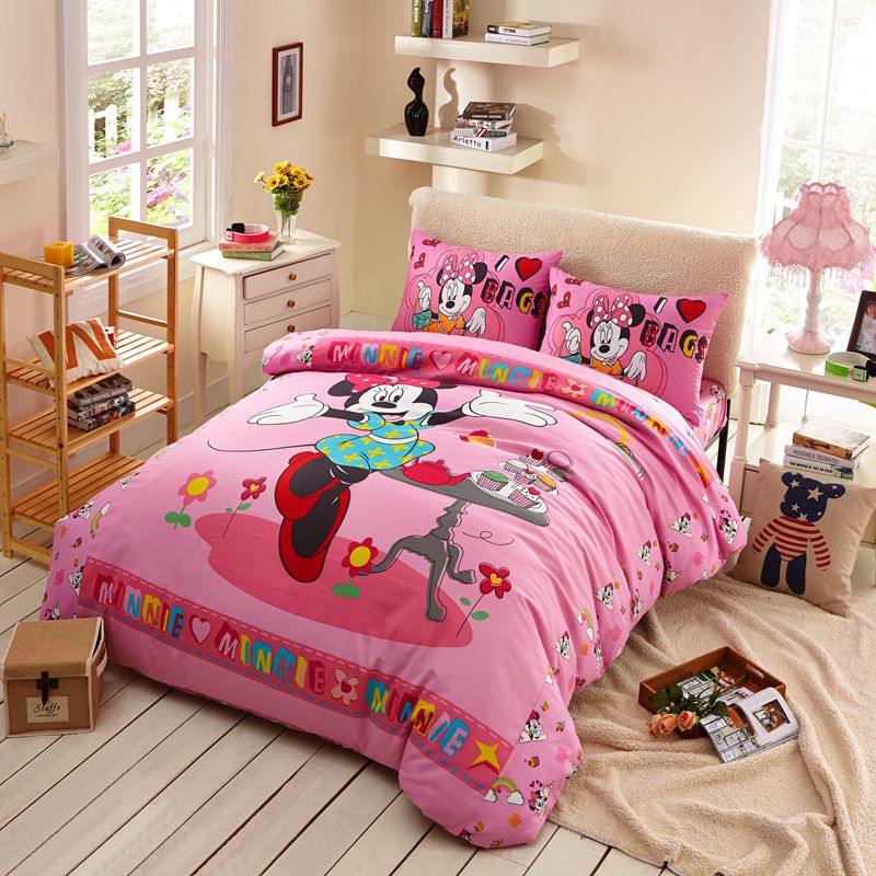Girls Minnie Mouse Bedding Set Twin, Minnie Mouse Bed Sheets Twin