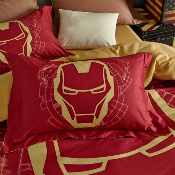 Indian Red Color Boys and Kids Iron Man Bedding Set 6