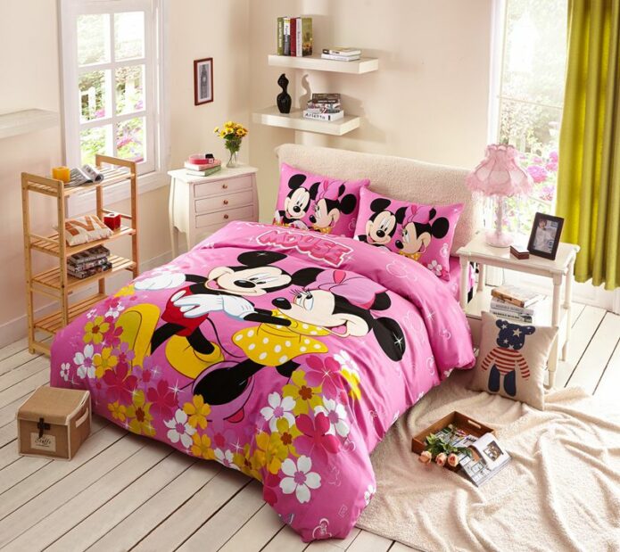Kids Mickey Minnie Mouse Pink Bedding Set 1
