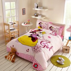 Love Girl Minnie Mouse Bedding Set Twin Queen Size