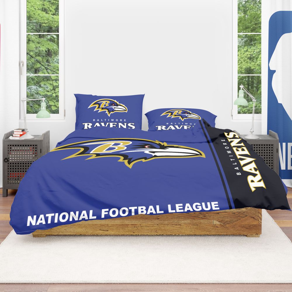 Homepp All Seasons Comforter Set Baltimore Football Sport Blued Printing Duvet Set Twin 3PCS Include 2 Pillowcases