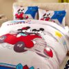 White Color Mickey Minnie Teens Bedroom Bedding Set 3