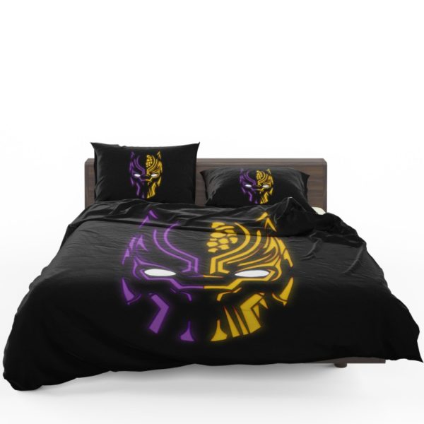 Black Panther Illustration Neon Bedding Set