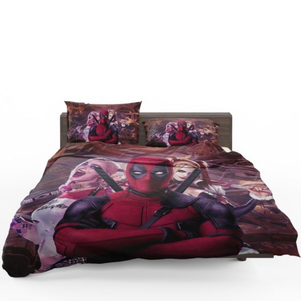 Deadpool and Harley Quinn Artwork Bedding Set