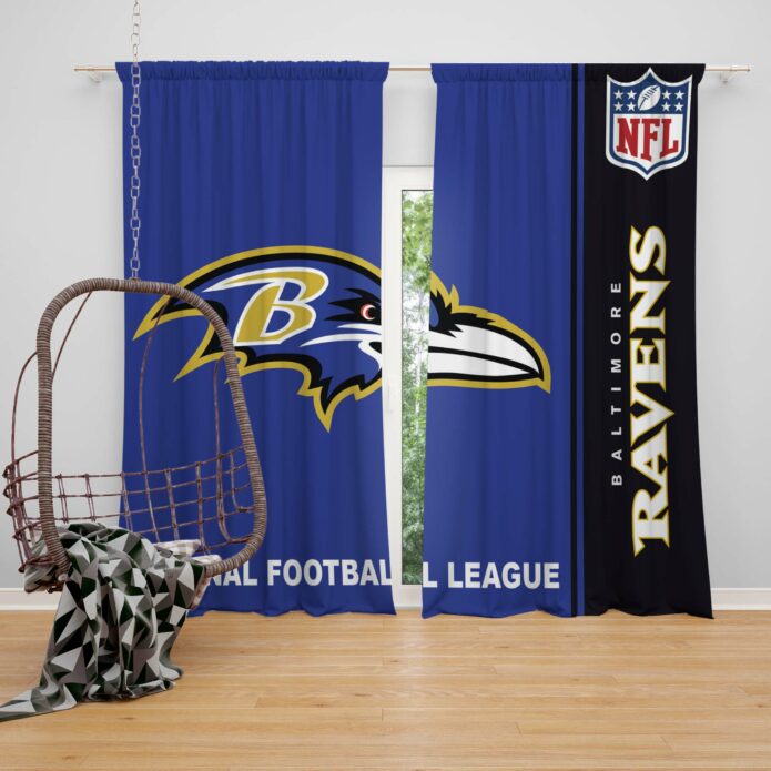 NFL Baltimore Ravens Bedroom Curtain