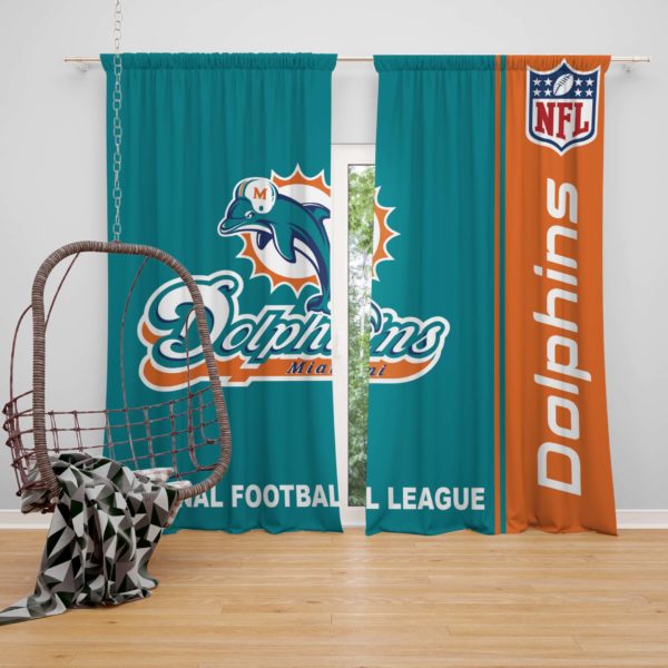 NFL Miami Dolphins Bedroom Curtain