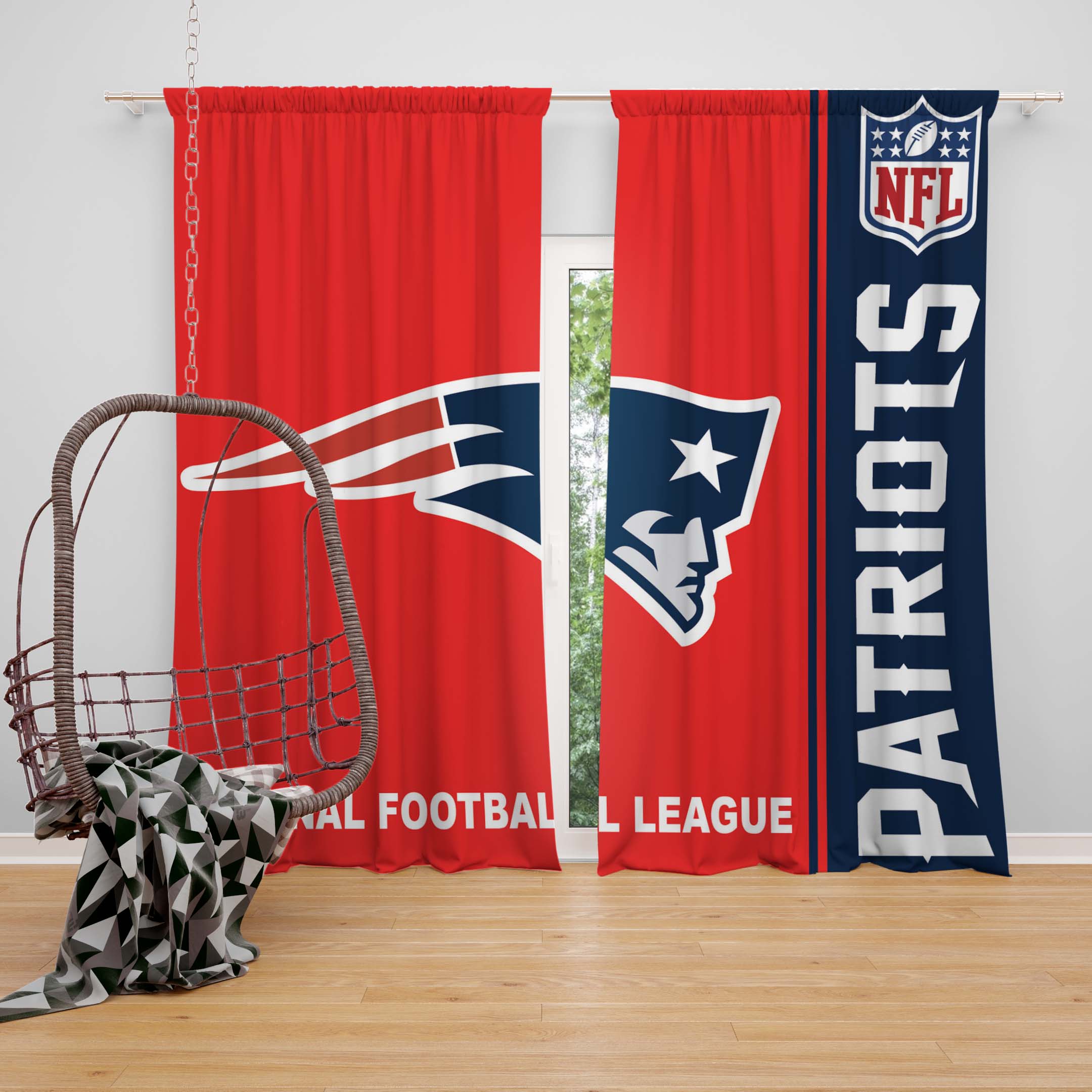 Nfl New England Patriots Bedroom Curtain