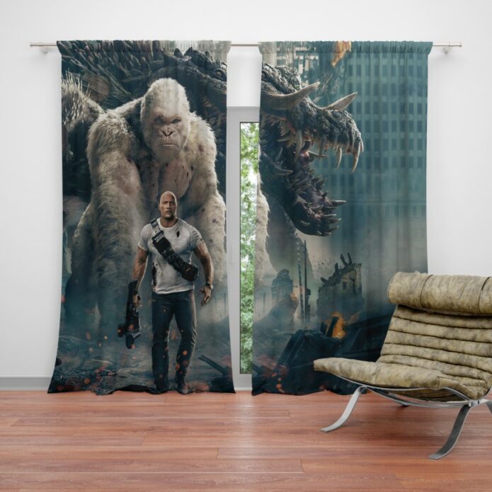 Rampage Dwayne Johnson White Gorilla Curtain