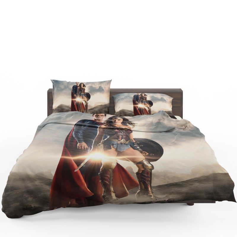 Superman And Wonder Woman Bedding Set, Superman Wonder Woman Shower Curtain