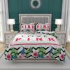 VS Love Pink Modern Pattern with Tropical Watercolor Flowers Bedding Set