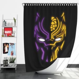 Black Panther Illustration Neon Shower Curtain